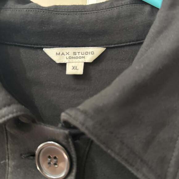 Max Studio Black Button Up Utility Jacket with Pockets - Size XL - Picture 3 of 3